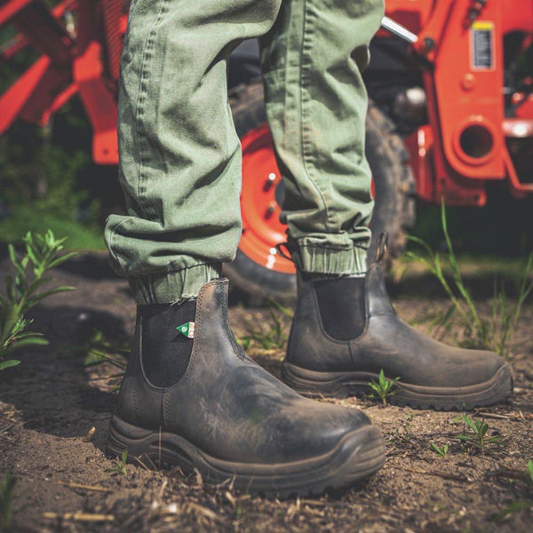 Botte de travail et de sécurité Blundstone 181 unisexe à enfiler avec cap d'acier - noir rustique cireux