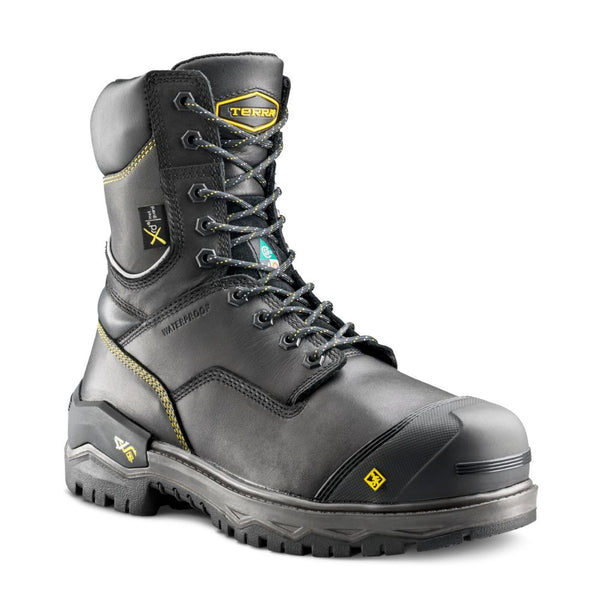 Botte de travail imperméable Gantry Terra de 8po pour hommes avec protection MET interne, à cap de composite TR0A839CBLK - Noir