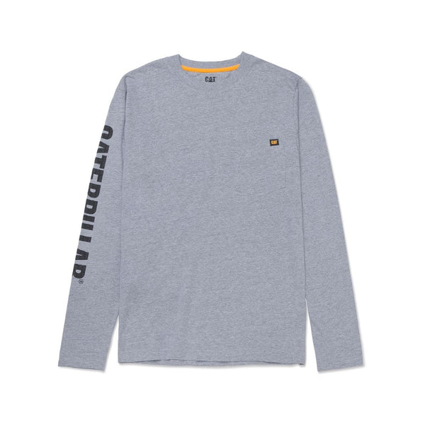 Chemise de travail à manches longues avec graphique en relief CAT Trademark - Gris 1010047