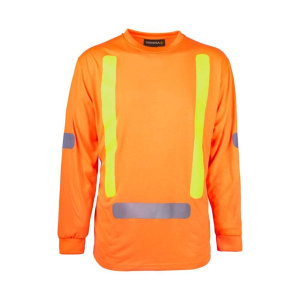 Chemise de travail en coton à manches longues Terra haute visibilité 116617 - Orange