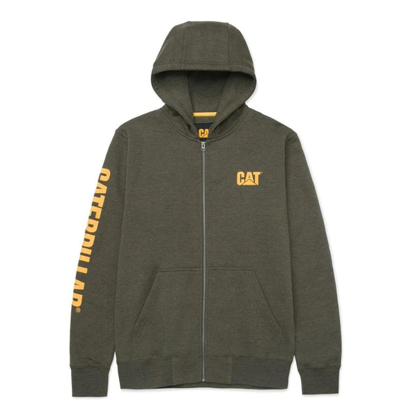 Sweat-shirt de travail à capuche entièrement zippé CAT pour hommes - Vert armée W10840