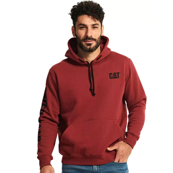 Sweat à capuche avec bannière de marque CAT pour hommes - Rouge 1910709