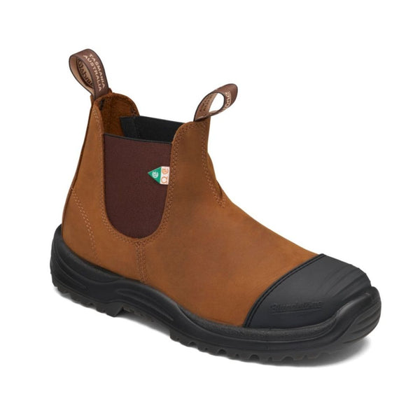 Botte de travail et de sécurité enfiler Blundstone 169 unisexe à cap d'acier avec bout en caoutchouc - Marron Selle