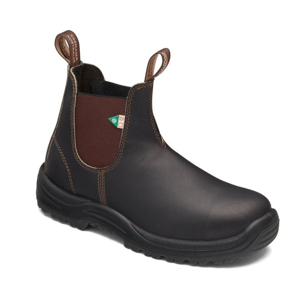 Botte de travail et de sécurité Blundstone 162 unisexe à enfiler avec cap d'acier - brun