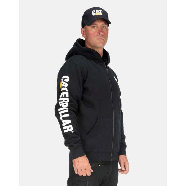 CAT Sweat-shirt de travail à capuche entièrement zippé pour homme W10840 - Noir