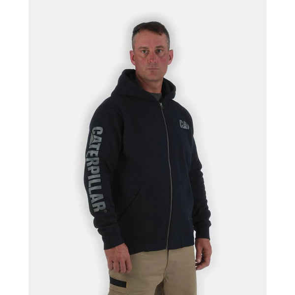CAT Sweat-shirt de travail à capuche entièrement zippé pour homme - Charbon