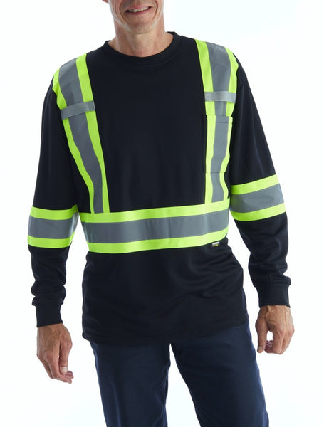 Terra chemise de travail à manches longues 116525BK haute visibilité - Noir