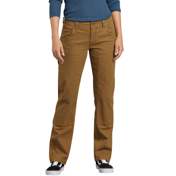 Dickies Pantalon de travail de charpentier extensible à double genou avant pour femme FD2500RBD - marron