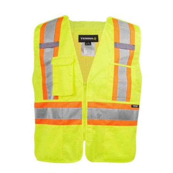 Gilet Terra Hi-Vis avec fermeture éclair sur le devant - Jaune 116585YL
