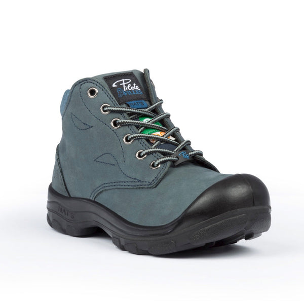 Botte de travail P&F S556 avec fermeture éclair latérale de 6 po pour femmes à embout en acier - Marine