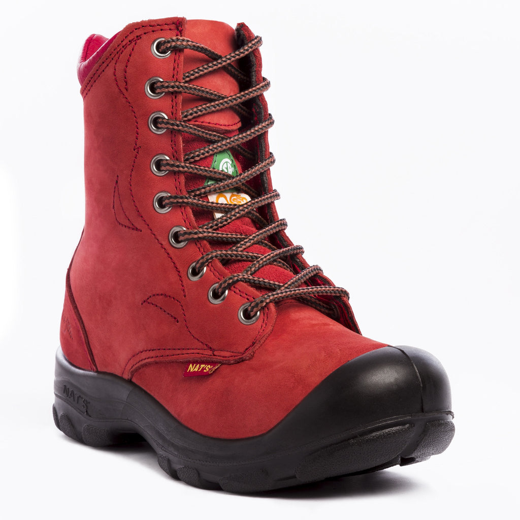 Botte de sécurité S558 Rouge Nat's pour femme de 20 cm, à embout d