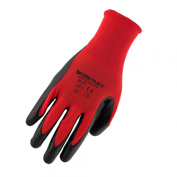 Paquet de 3 gants enduits de nitrile de polyester Worktuff 51185 - Rouge