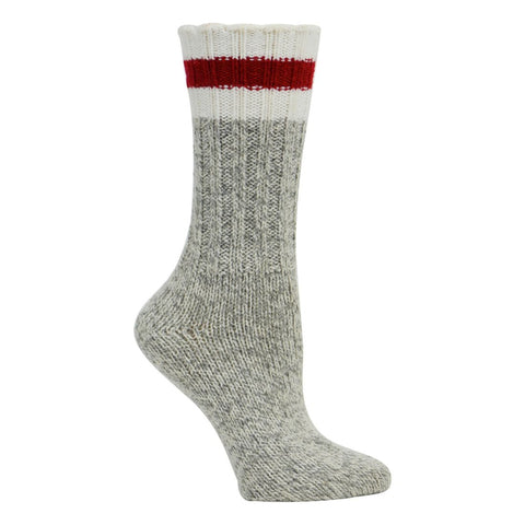 Chaussettes de travail pour femmes en laine mérinos mélangée - Gris / Rouge