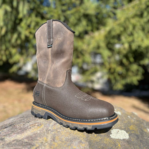 Botte de sécurité à bout composite imperméable à enfiler Timberland PRO® True Grit pour hommes TB0A5U6Y214 - Brun