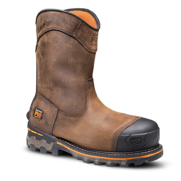 Botte de sécurité en caoutchouc imperméables Timberland PRO Boondock à enfiler pour hommes à cap de composite TB0A4499214 - Brun