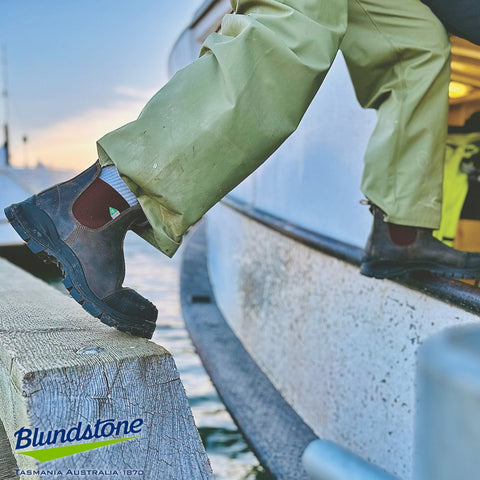 Botte de travail et de sécurité Blundstone 962 XFR unisexe à enfiler avec cap d'acier - Brun rustique cireux