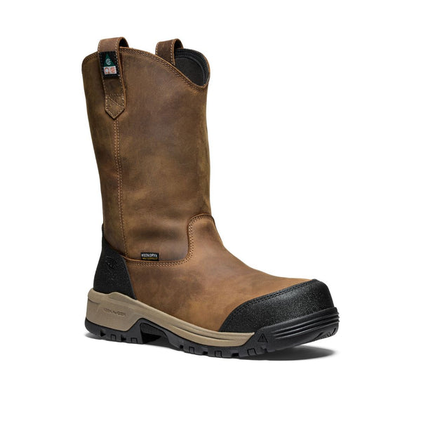 Bottes de travail Keen Evanston Wellington pour homme, imperméables, à enfiler, à embout composite 1030487 - Brun
