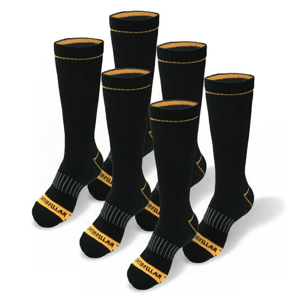 Chaussettes de travail Cat Advanced 1/2 Cushion Crew, lot de 6 - Noir