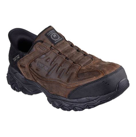 Chaussures de travail Skechers Holdredge Ryker pour homme, embout composite, à enfiler, réf. 200234CADB - Brun