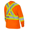 Chemise de sécurité à manches longues motif œil-de-perdrix haute visibilité Pioneer pour femmes 6968 - Orange