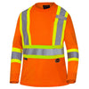 Chemise de sécurité à manches longues motif œil-de-perdrix haute visibilité Pioneer pour femmes 6968 - Orange