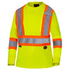 Chemise de sécurité à manches longues motif œil-de-perdrix haute visibilité Pioneer pour femmes 6969 - Yellow