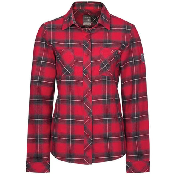 Chemise de travail P&F à carreaux en flanelle à manches longues pour femme PF470-14 - Rouge