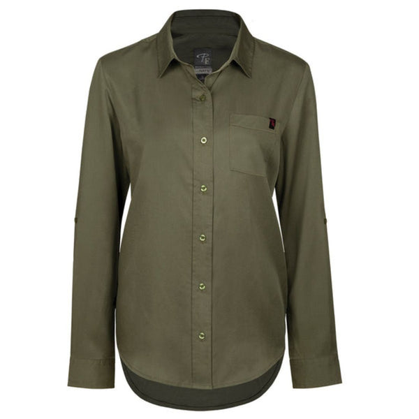 Chemise de travail P&F en flanelle à manches longues pour femme PF475-15 - Olive