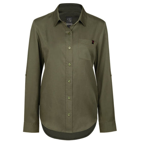 Chemise de travail P&F en flanelle à manches longues pour femme PF475-15 - Olive
