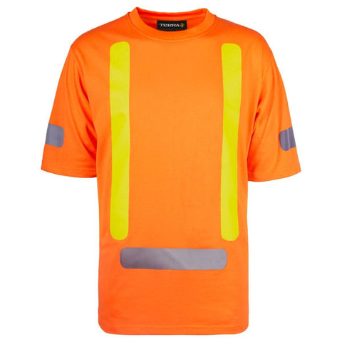 Chemise de travail en coton à manches courtes Terra haute visibilité 116619 - Orange