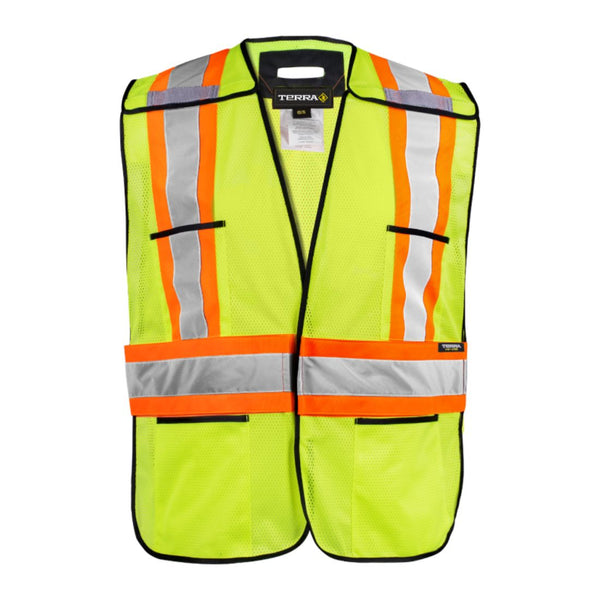 Gilet de sécurité haute visibilité Terra à 5 points détachables avec bordure noire - Jaune 116583YL