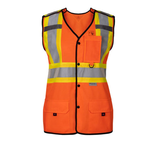 Gilet de sécurité haute visibilité pour femmes P&F avec bandes réfléchissantes de 10 cm PF760B-17