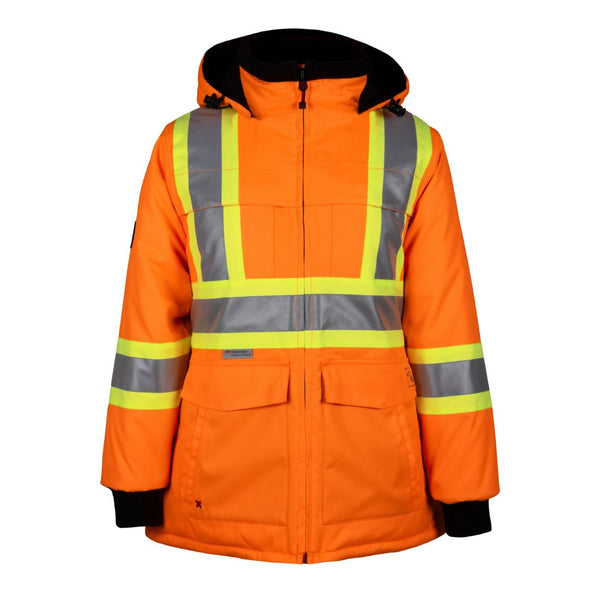 Parka de travail d'hiver haute visibilité pour femmes P&F PF400 - Orange