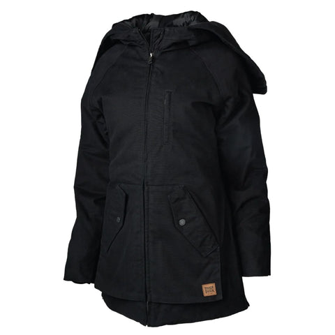 Parka de travail doublée en toile de coton pour femme Tough Duck avec capuche convertible WJ48 - Noir