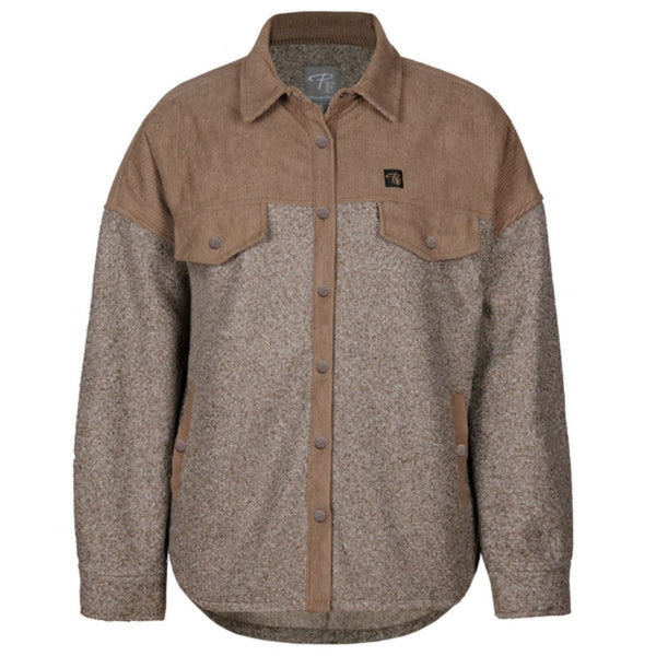 Surchemise de travail P&F en velours côtelé et laine pour femme PF2008-02 - Taupe