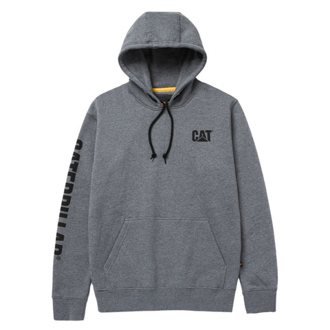 Sweat à capuche avec bannière de marque CAT pour hommes - Gris 1910709