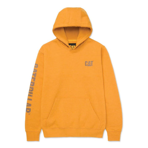 Sweat à capuche avec bannière de marque CAT pour hommes - Jaune moutarde 1910709