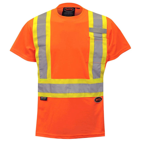 T-shirt de sécurité motif œil-de-perdrix haute visibilité Pioneer pour femmes 6948 - Orange