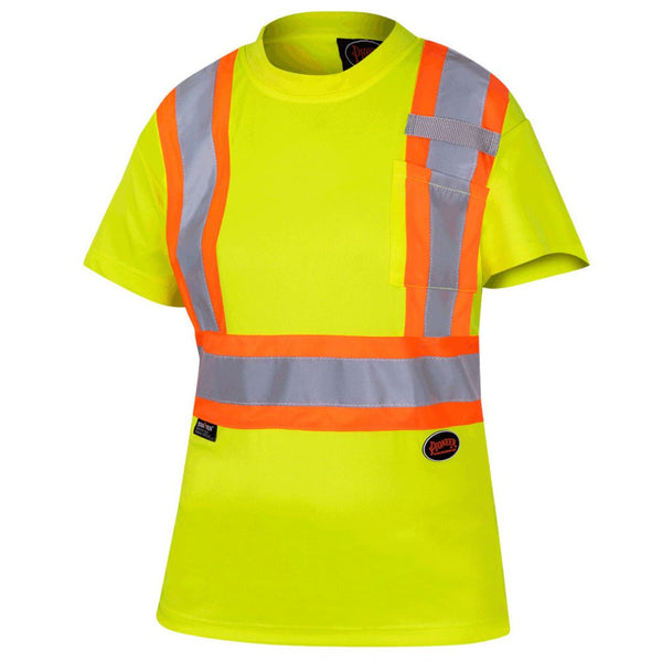 T-shirt de sécurité motif œil-de-perdrix haute visibilité Pioneer pour femmes 6949 - Jaune