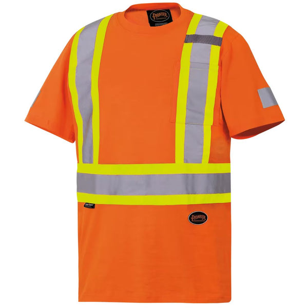 T-shirt de travail 100 % coton  à manches courtes Pioneer pour homme, haute visibilité 6978A