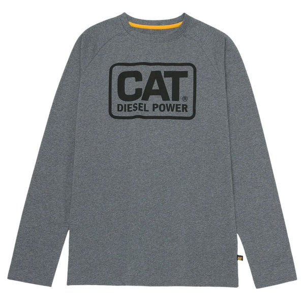 T-shirt de travail CAT Diesel Power à manches longues pour homme 1010201 - Gris chiné foncé