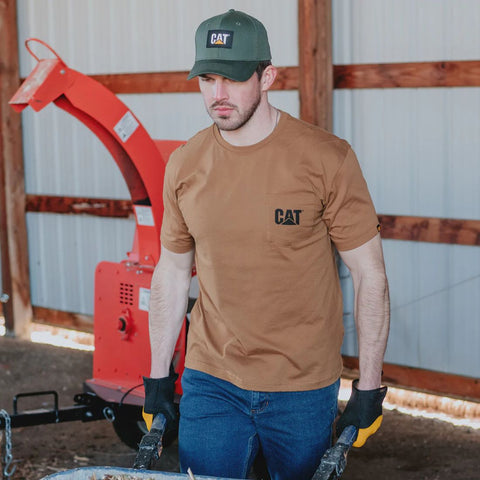 T-shirt de travail à manches courtes et poche avec logo CAT pour homme 1510552 - Bronze