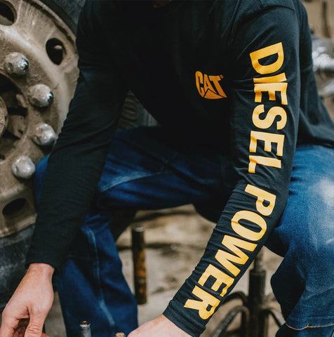 T-shirt de travail à manches longues pour homme CAT Diesel Power 1010042 - Noir