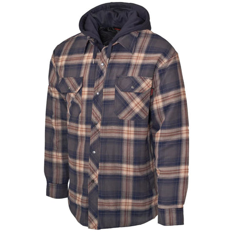Veste-chemise en flanelle à capuche et doublure matelassée Tough Duck pour homme WS06 - marine/brun