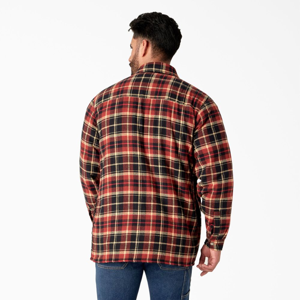 Dickies Men's Sherpa Lined Flannel Shirt Jacket with Hydroshield