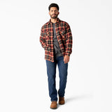 Veste-chemise en flanelle doublée Sherpa pour hommes avec Hydroshield TJ210 de Dickies - Noir/Rouge