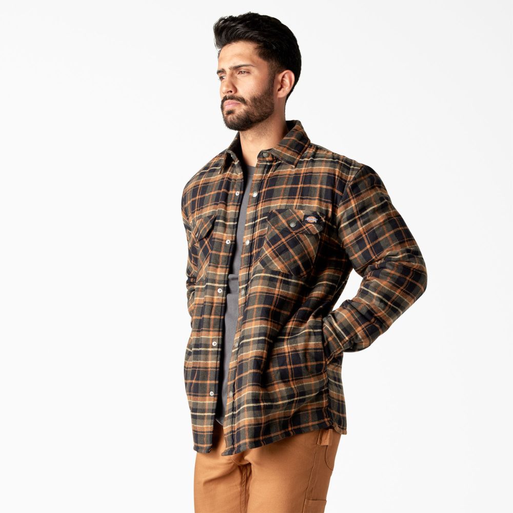 Dickies Veste chemise en flanelle doublée avec traitement Hydroshield pour  homme en Plaid Buffalo Noir Ardoise Foncé