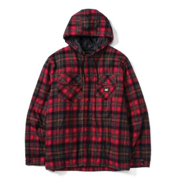 Veste de travail CAT en flanelle à capuche pour homme 1040045 - Rouge