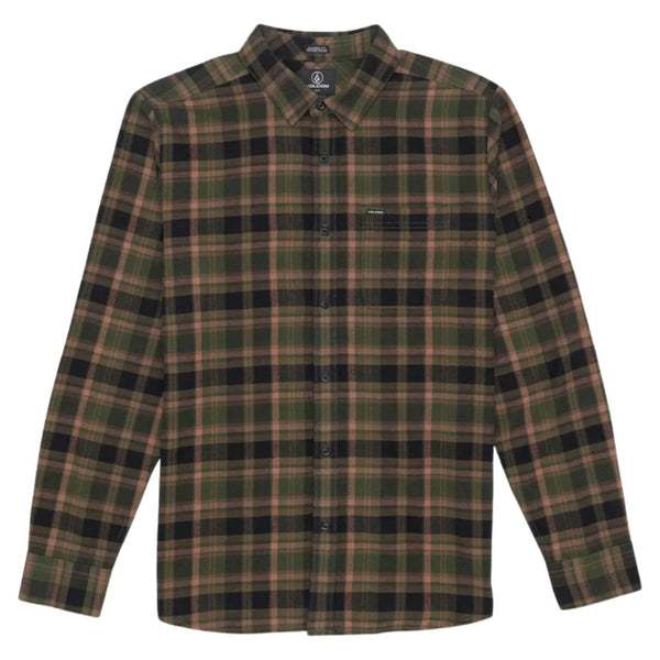 Chemise à manches longues à carreaux Caden Volcom pour hommes A0542406 - Vert escadron