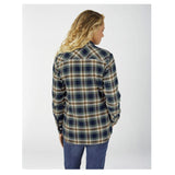 Chemise de travail en flanelle à carreaux à manches longues pour femmes FL075 - Bleu